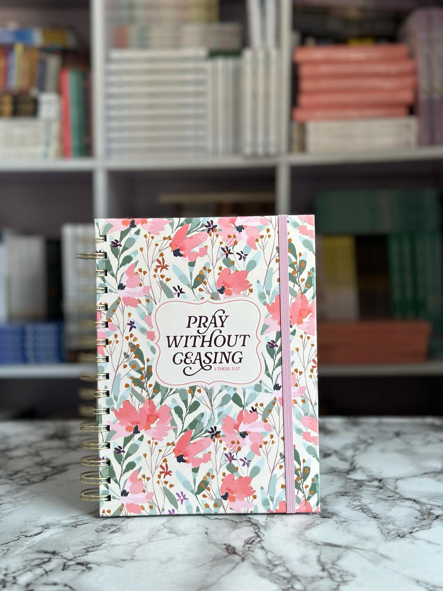 Pray Without Ceasing Wildflower Chunky Hardcover Wirebound Journal with Elastic Closure