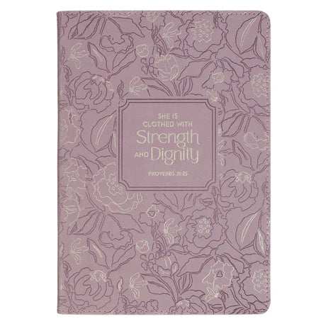 She Is Clothed with Strength and Dignity Faux Leather Journal