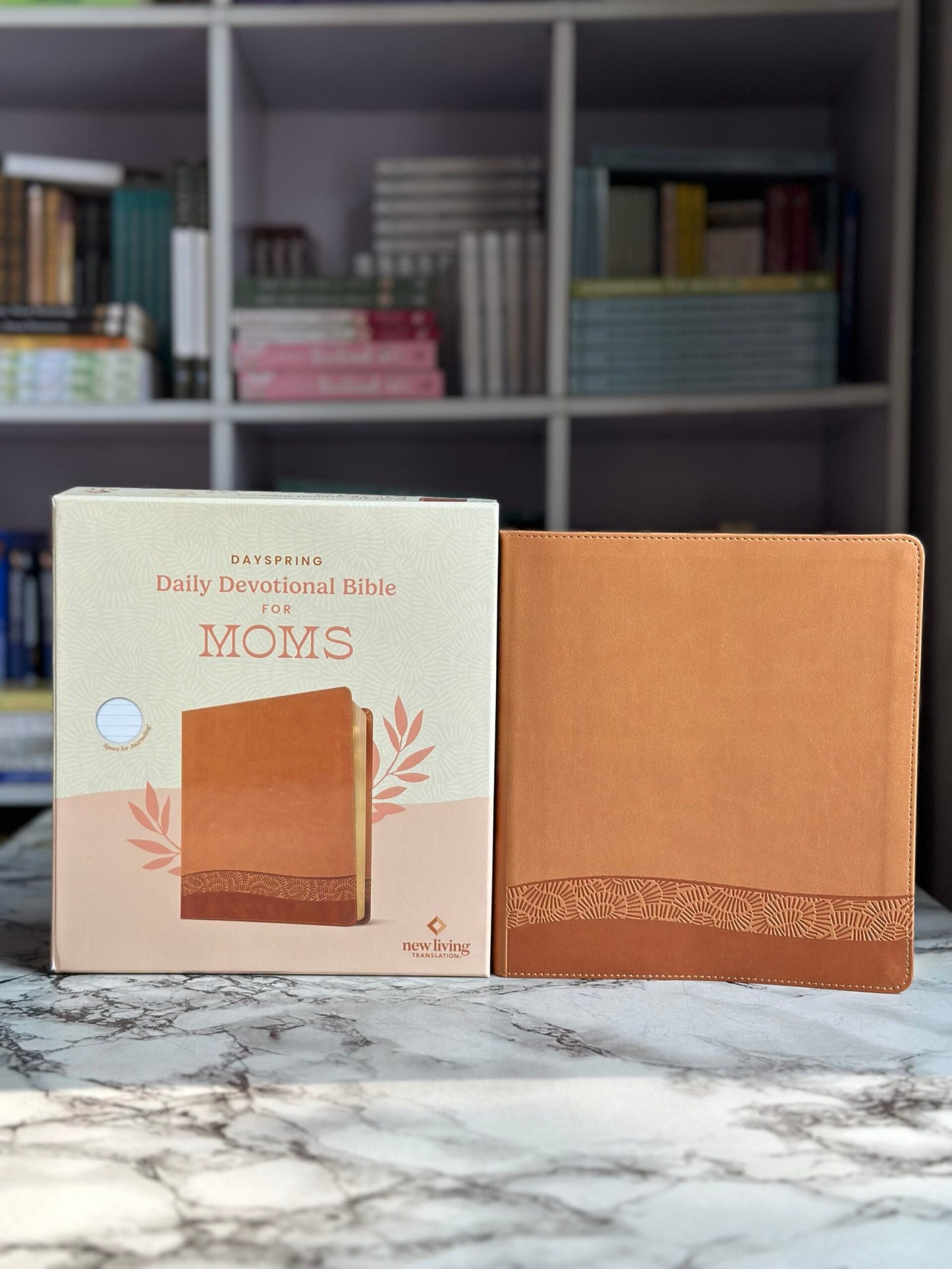 DaySpring Daily Devotional Bible for Moms, NLT (LeatherLike, Camel)