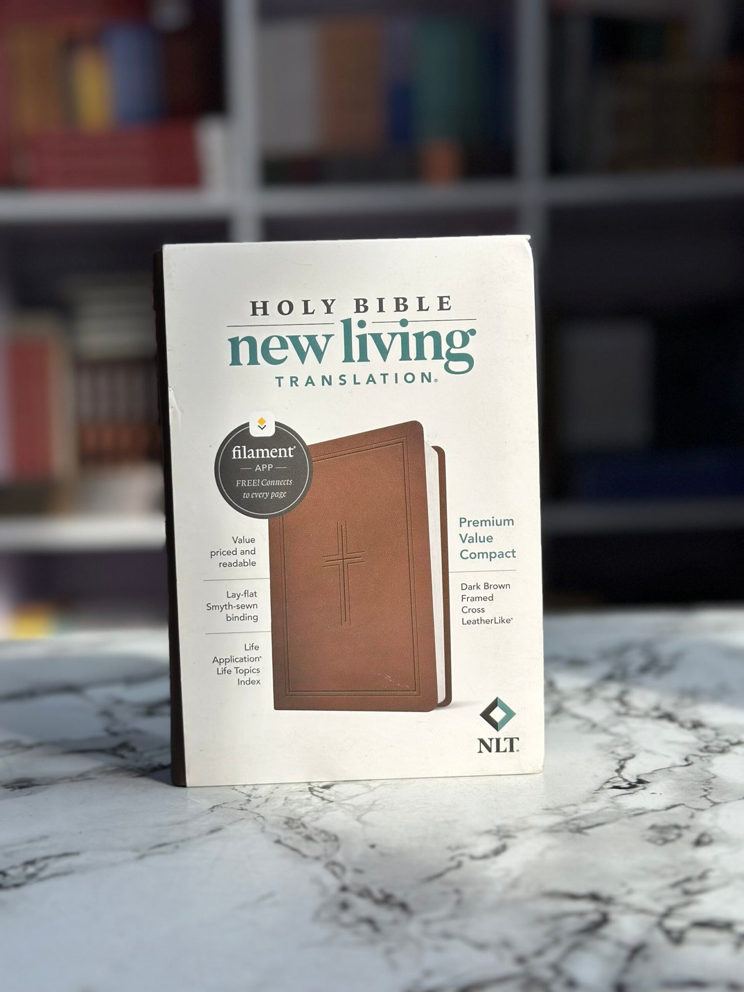 NLT Premium Value Compact Bible, Filament-Enabled Edition Brown