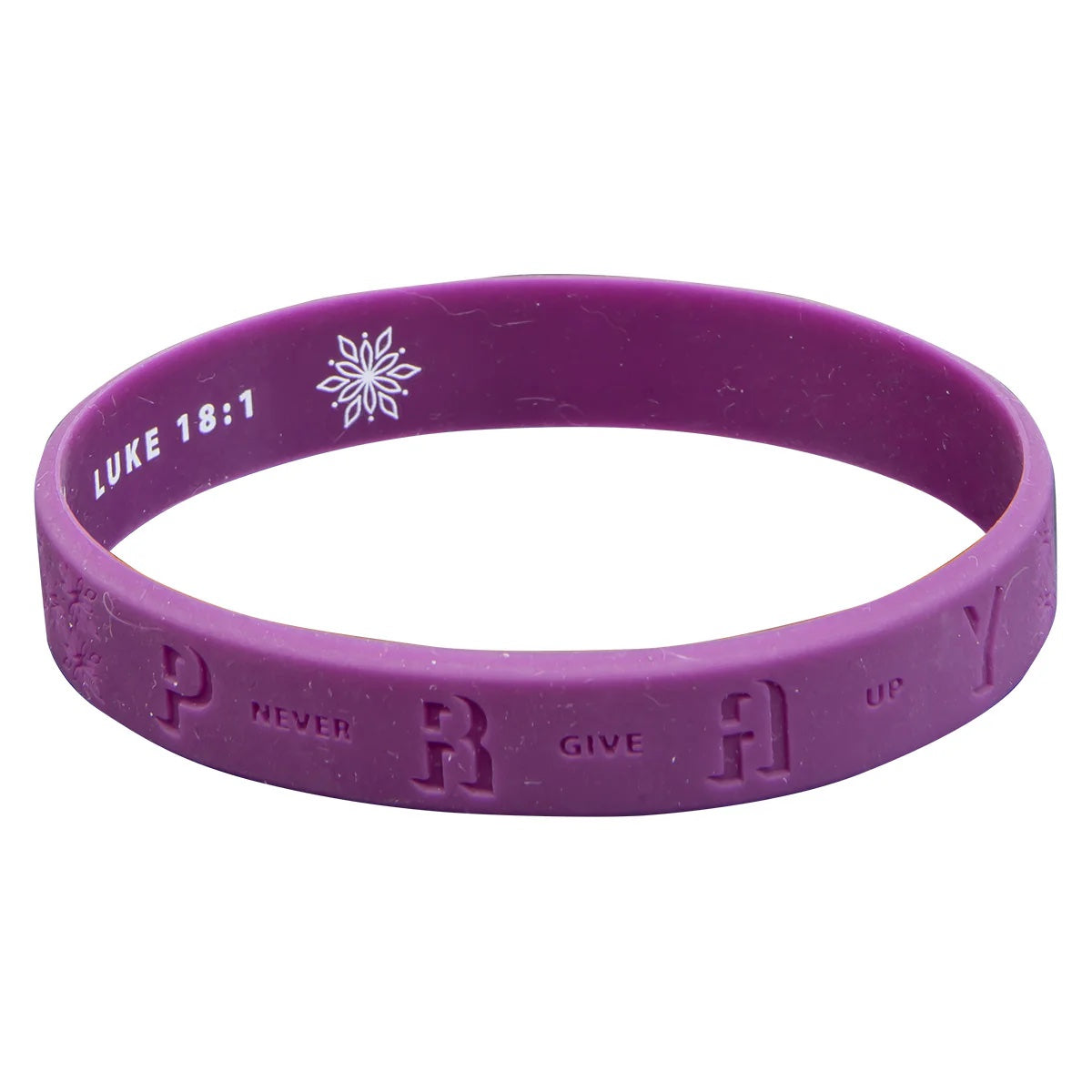 Pray & Never Give Up Silicone Wristband - Luke 18:1