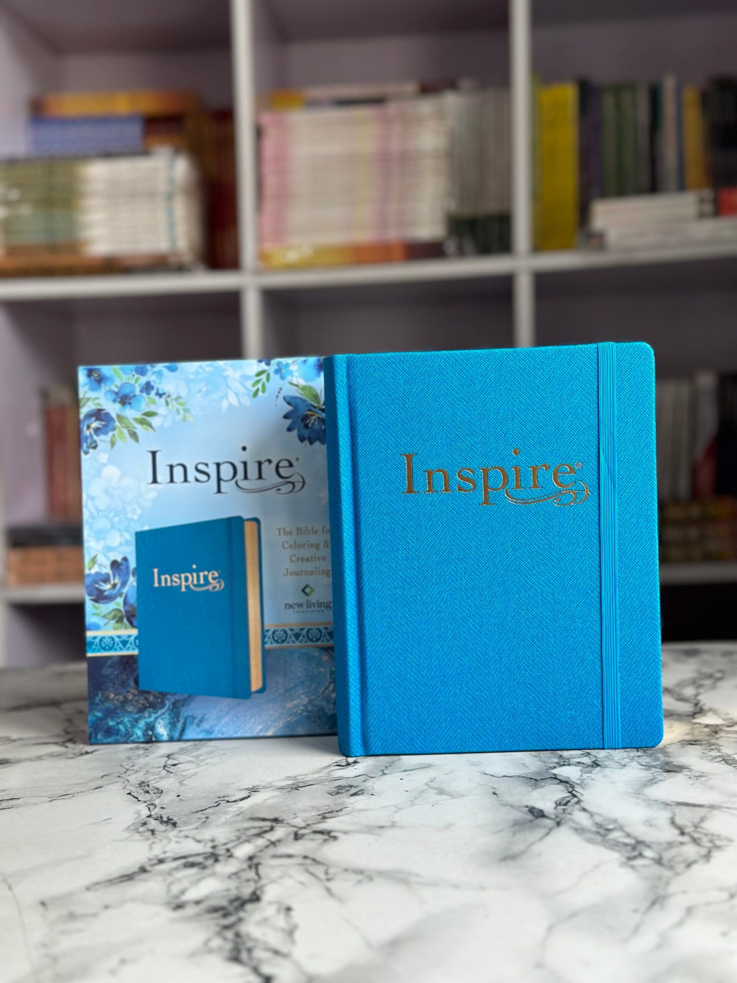 NLT Inspire Bible Blue Faux Leather Hardcover