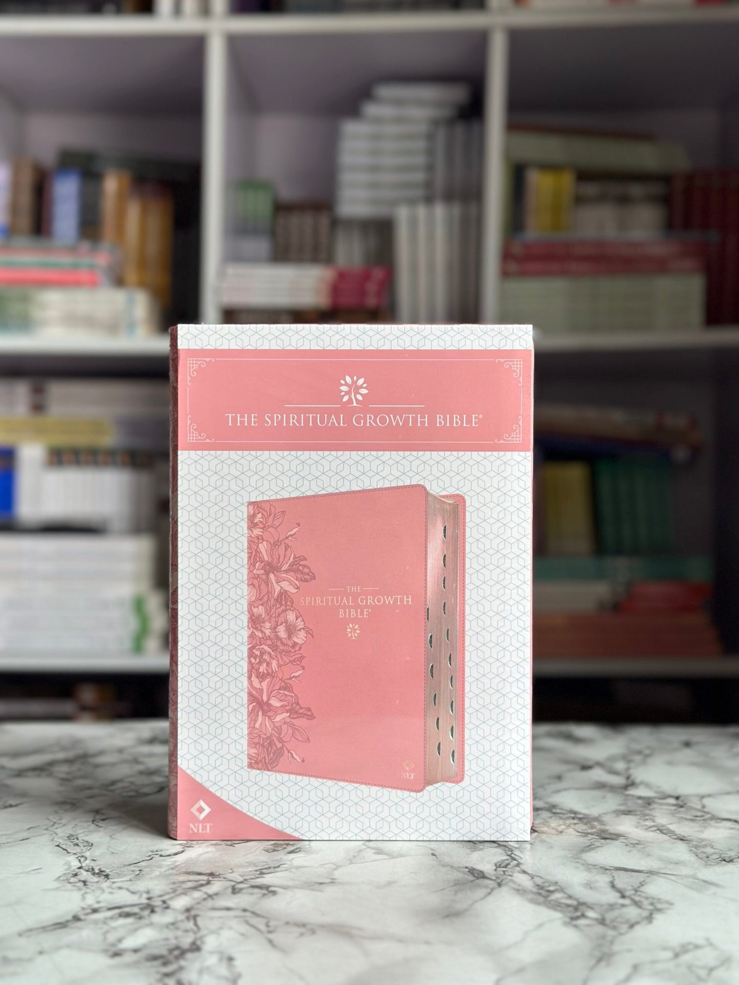 NLT Pink Faux Leather Thumb Indexed Spiritual Growth Bible