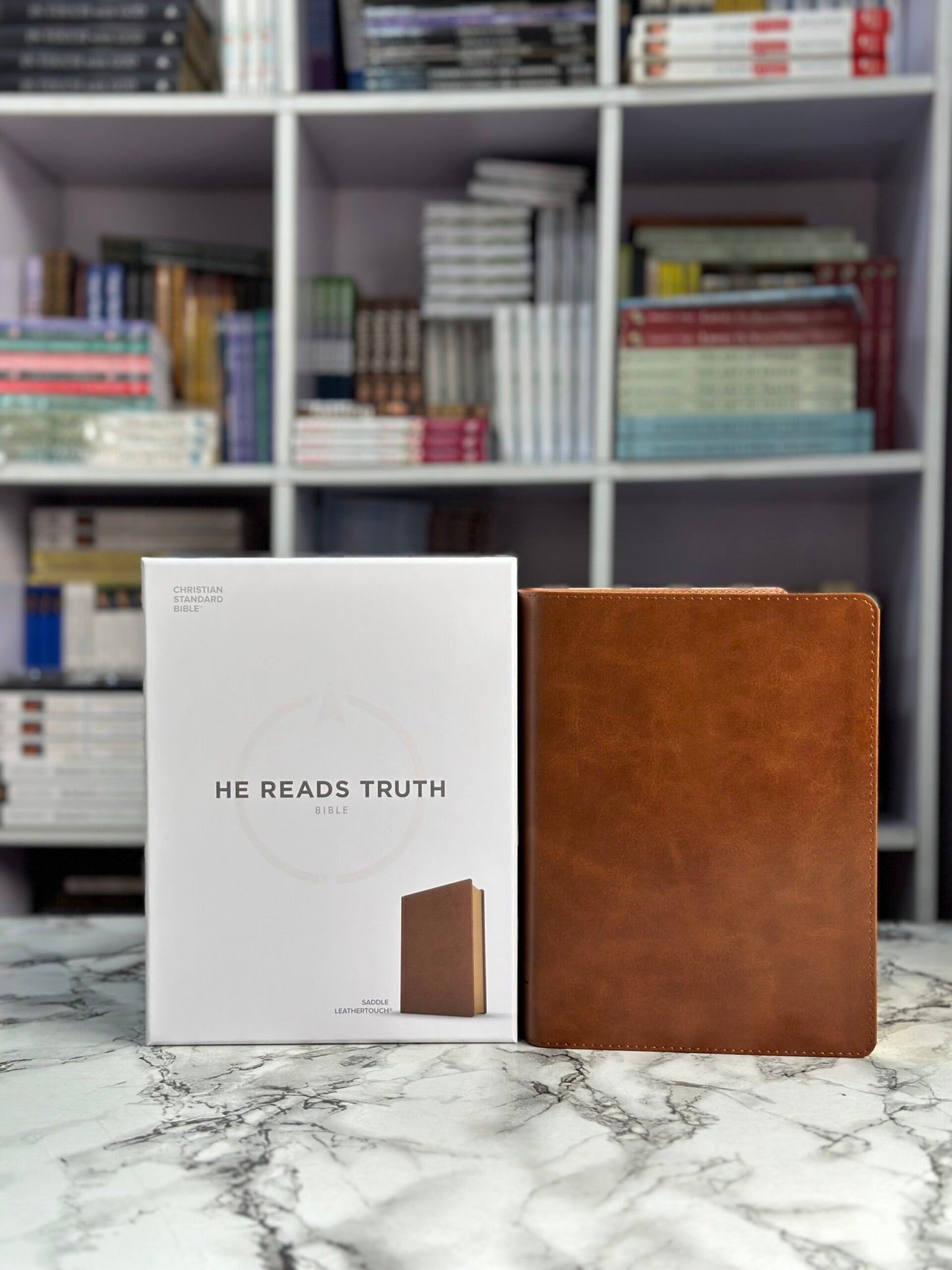 CSB He Reads Truth Bible, Saddle LeatherTouch