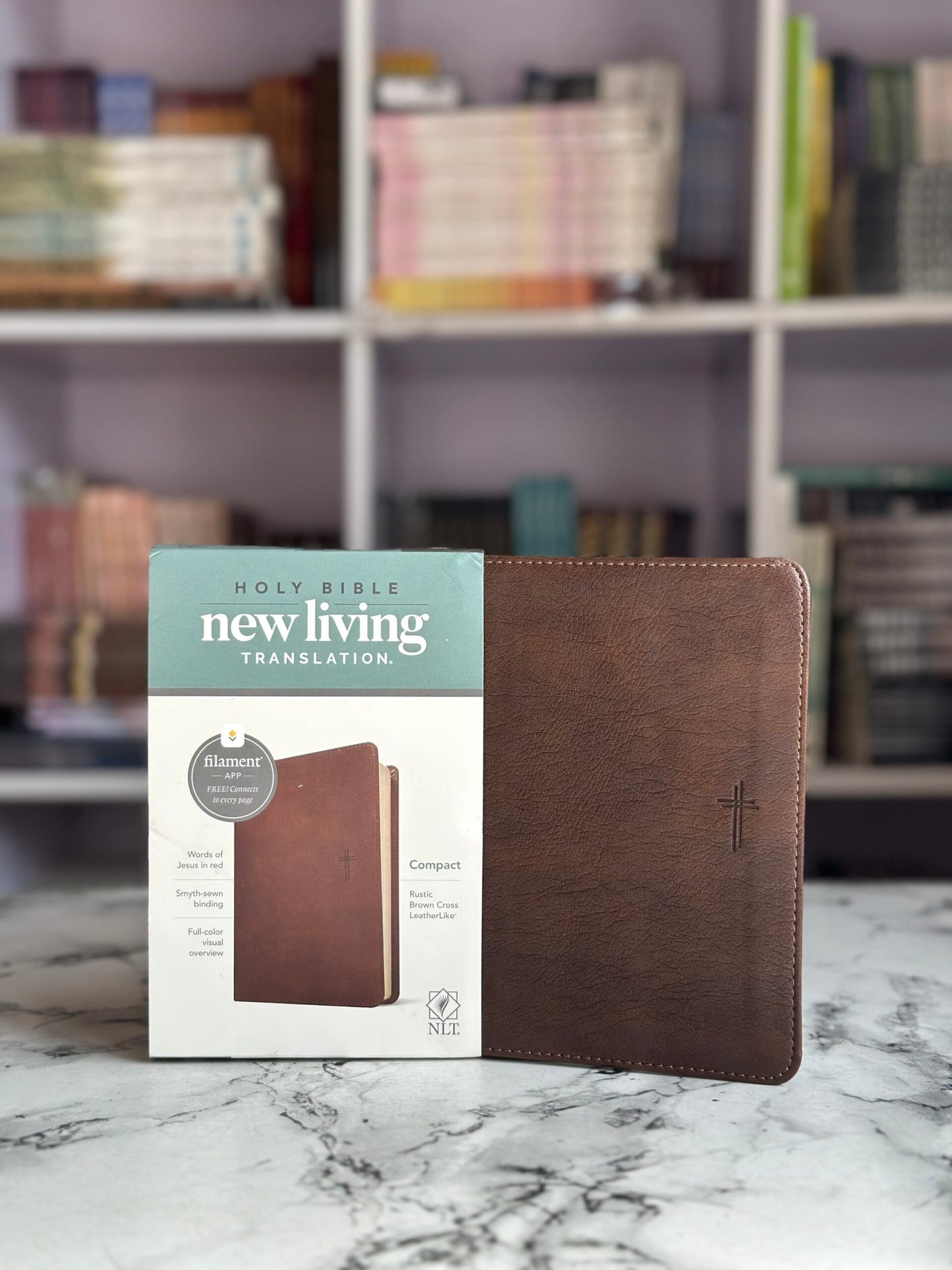 NLT Compact Bible, Filament Enabled (LeatherLike, Rustic Brown, Red Letter)