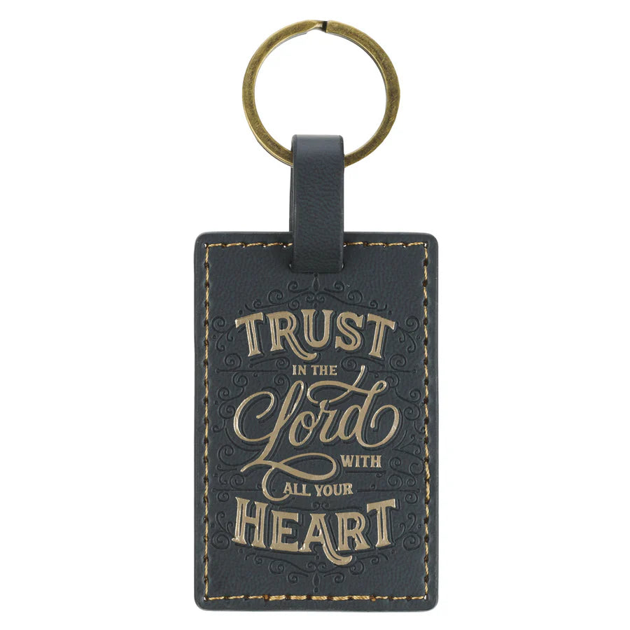 Trust in the Lord with All Your Heart Faux Leather Key Ring