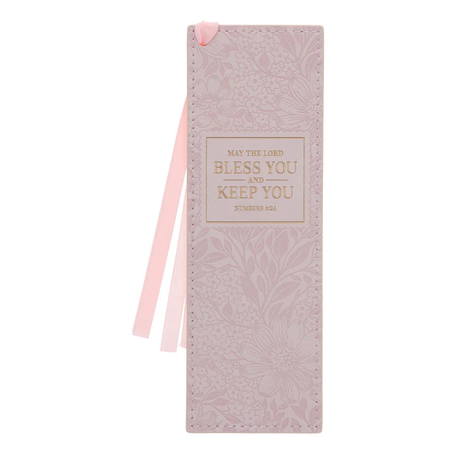 May the Lord Bless You and Keep You Pink Faux Leather Bookmark