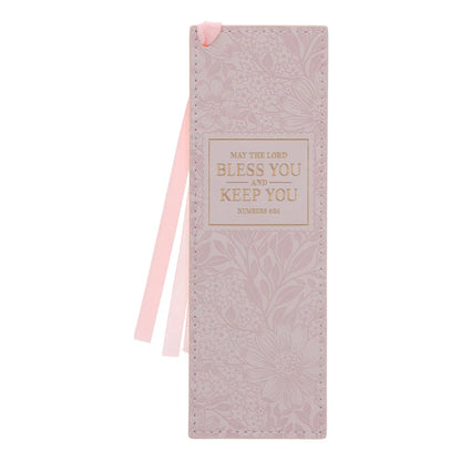 May the Lord Bless You and Keep You Pink Faux Leather Bookmark