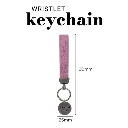 Be Still and Know Faux Leather Wristlet Keychain with Charm