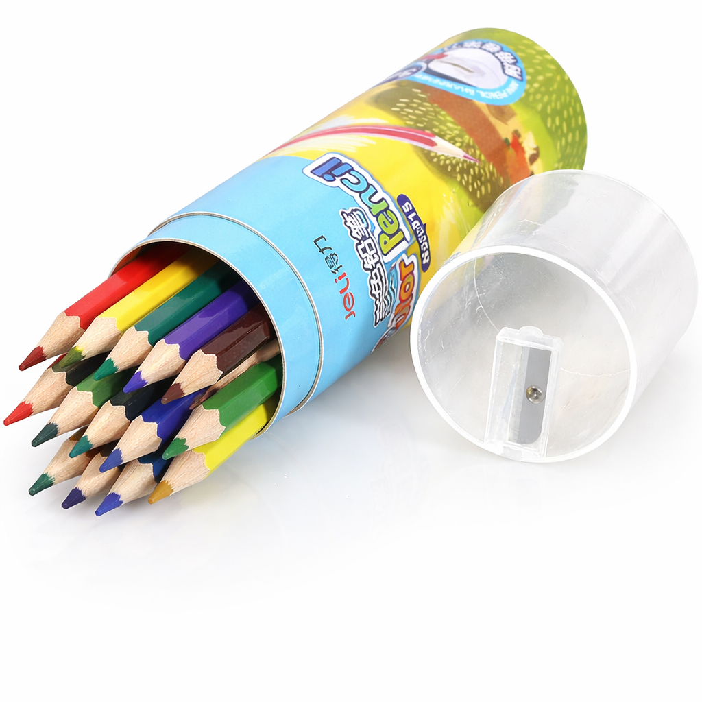 12pcs Coloring Pencil Set with Built-in Sharpener (Tube Pack)