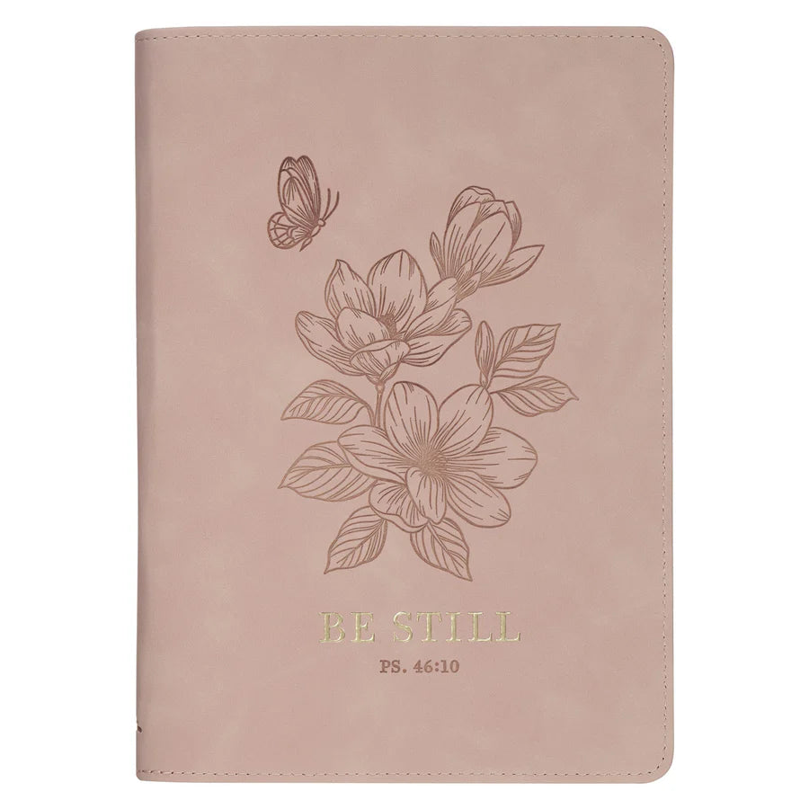Be Still and Know Pink Faux Leather Journal with Zipped Closure