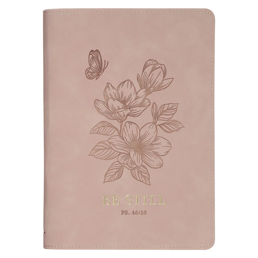 Be Still and Know Pink Faux Leather Journal with Zipped Closure