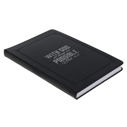 With God All Things Are Possible Black Faux Leather Journal