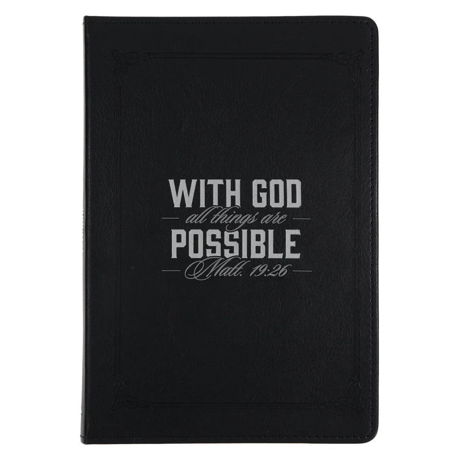 With God All Things Are Possible Black Faux Leather Journal