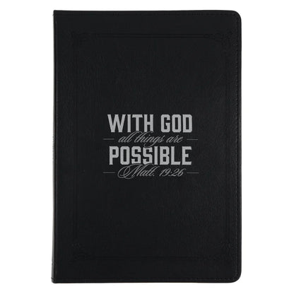 With God All Things Are Possible Black Faux Leather Journal