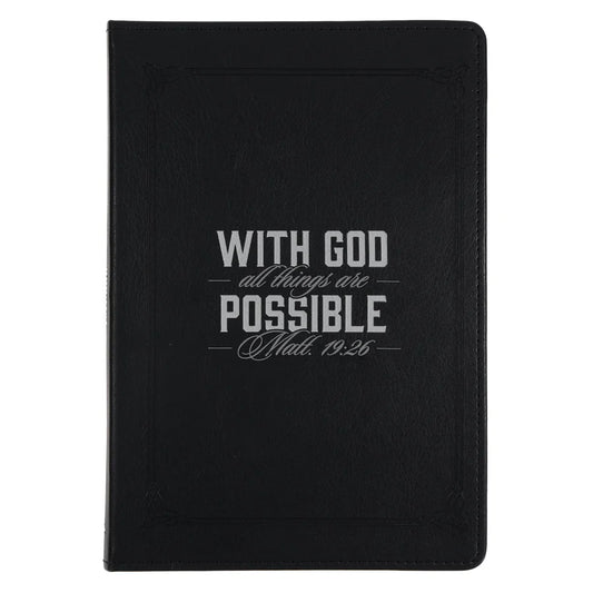 With God All Things Are Possible Black Faux Leather Journal