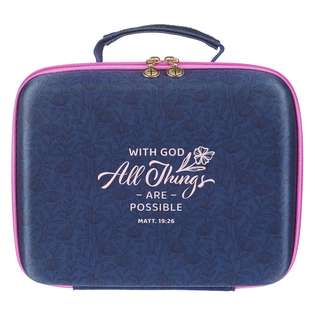 All Things Are Possible Navy Two-fold Organizer Bible Case - Matthew 19:26