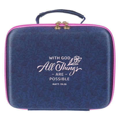 All Things Are Possible Navy Two-fold Organizer Bible Case - Matthew 19:26