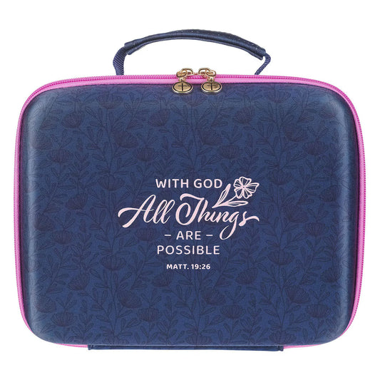 All Things Are Possible Navy Two-fold Organizer Bible Case - Matthew 19:26