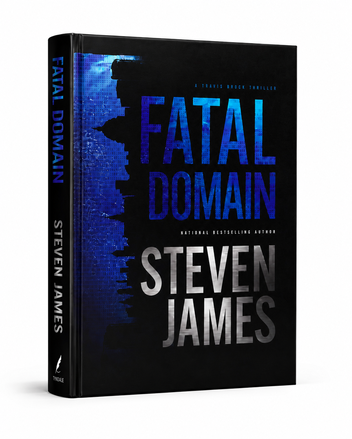 Book cover of 'Fatal Domain' by Steven James with a blue and black design.