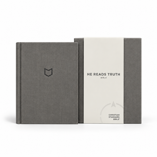 CSB He Reads Truth Bible, Charcoal Cloth Over Board