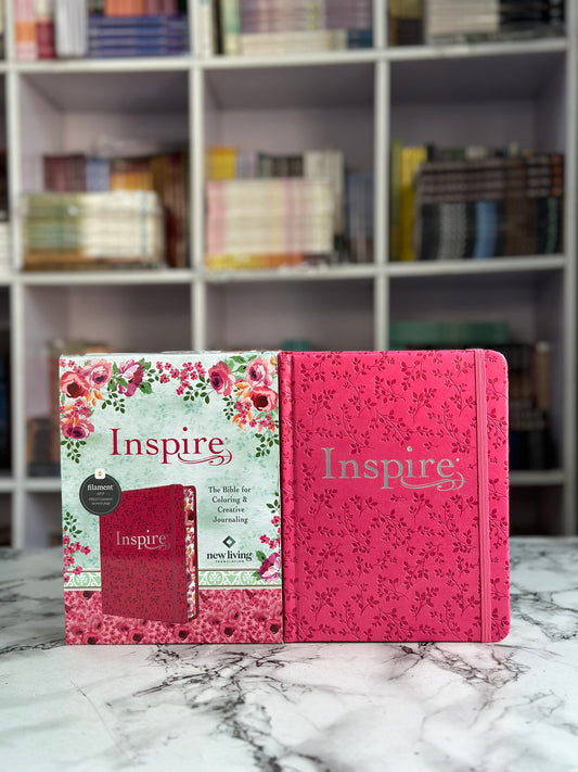 Inspire Bible NLT, Filament Enabled (Hardcover LeatherLike, Pink Peony): The Bible for Coloring & Creative Journaling