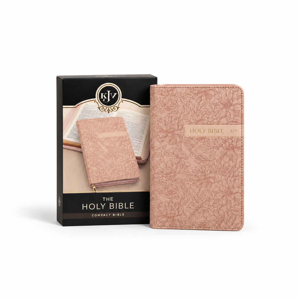 KJV Dusty Pink Faux Leather Compact Bible with Zip