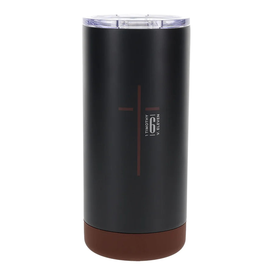 Man of God Black Stainless Steel Tumbler - 1 Timothy 6:11