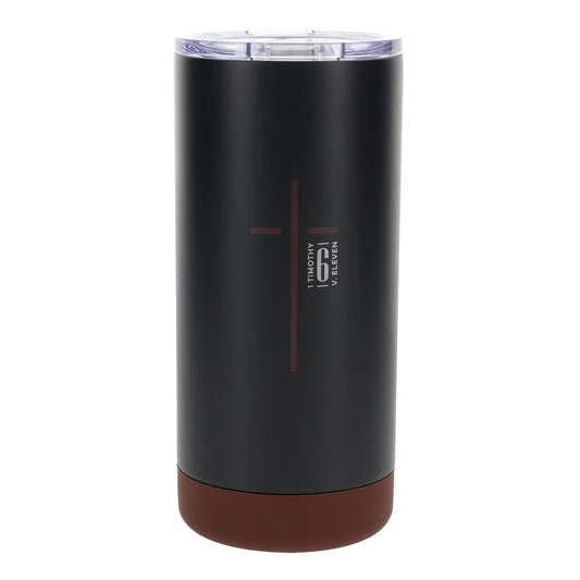 Man of God Black Stainless Steel Tumbler - 1 Timothy 6:11