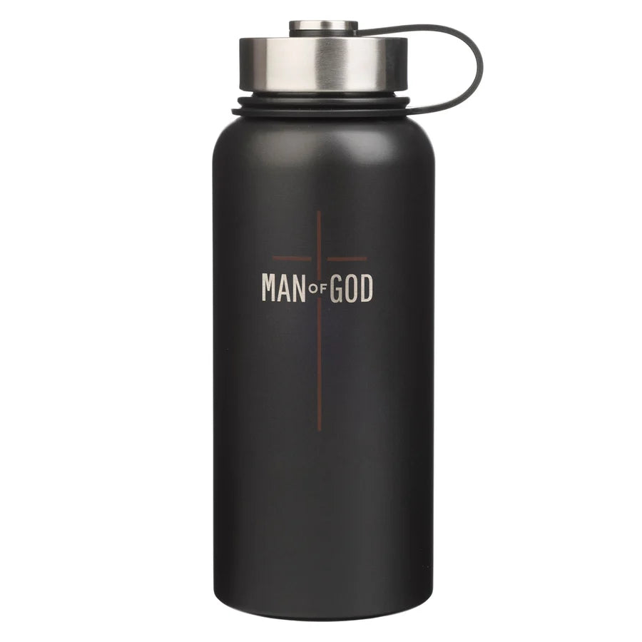 Man of God Black Stainless Steel Water Bottle