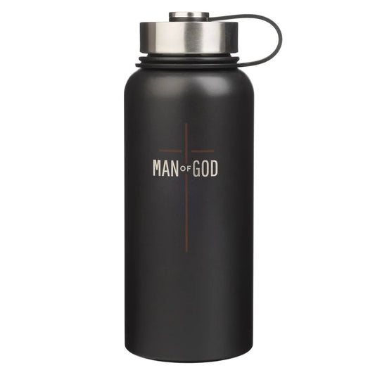 Man of God Black Stainless Steel Water Bottle