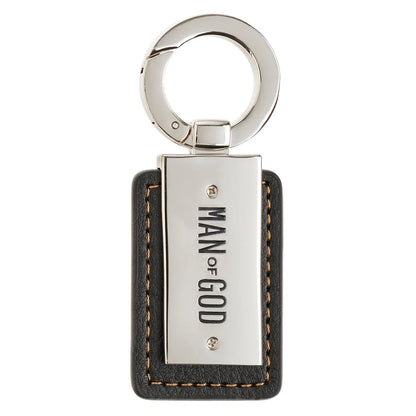 Man of God Metal and Faux Leather Keychain