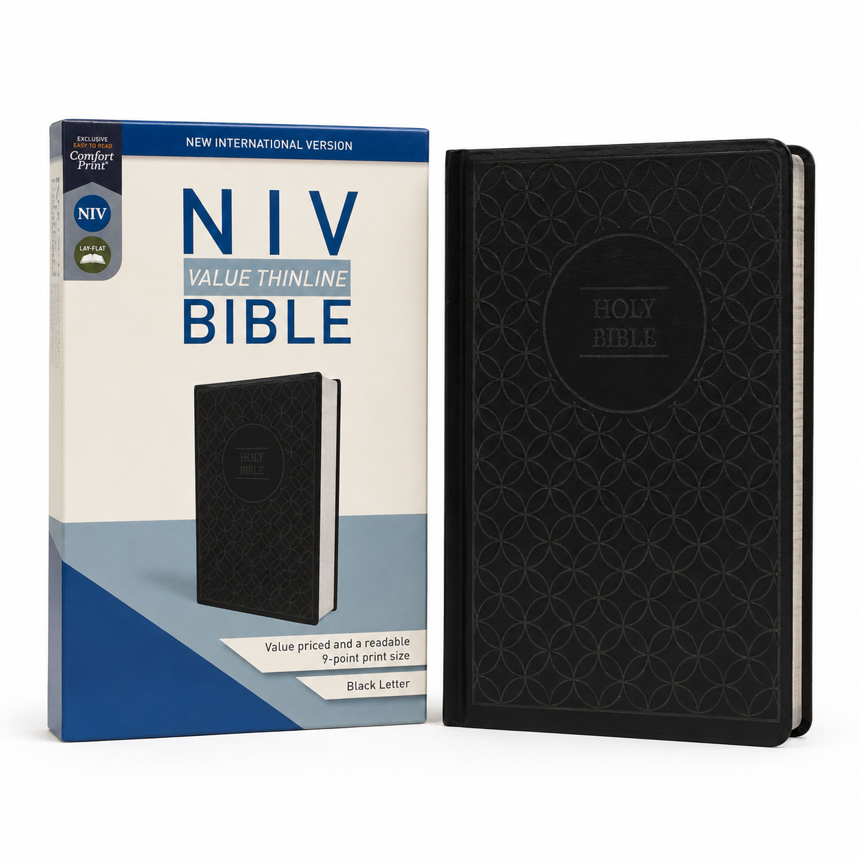 NIV, Value Thinline Bible, Leathersoft, Gray/Black, Comfort Print