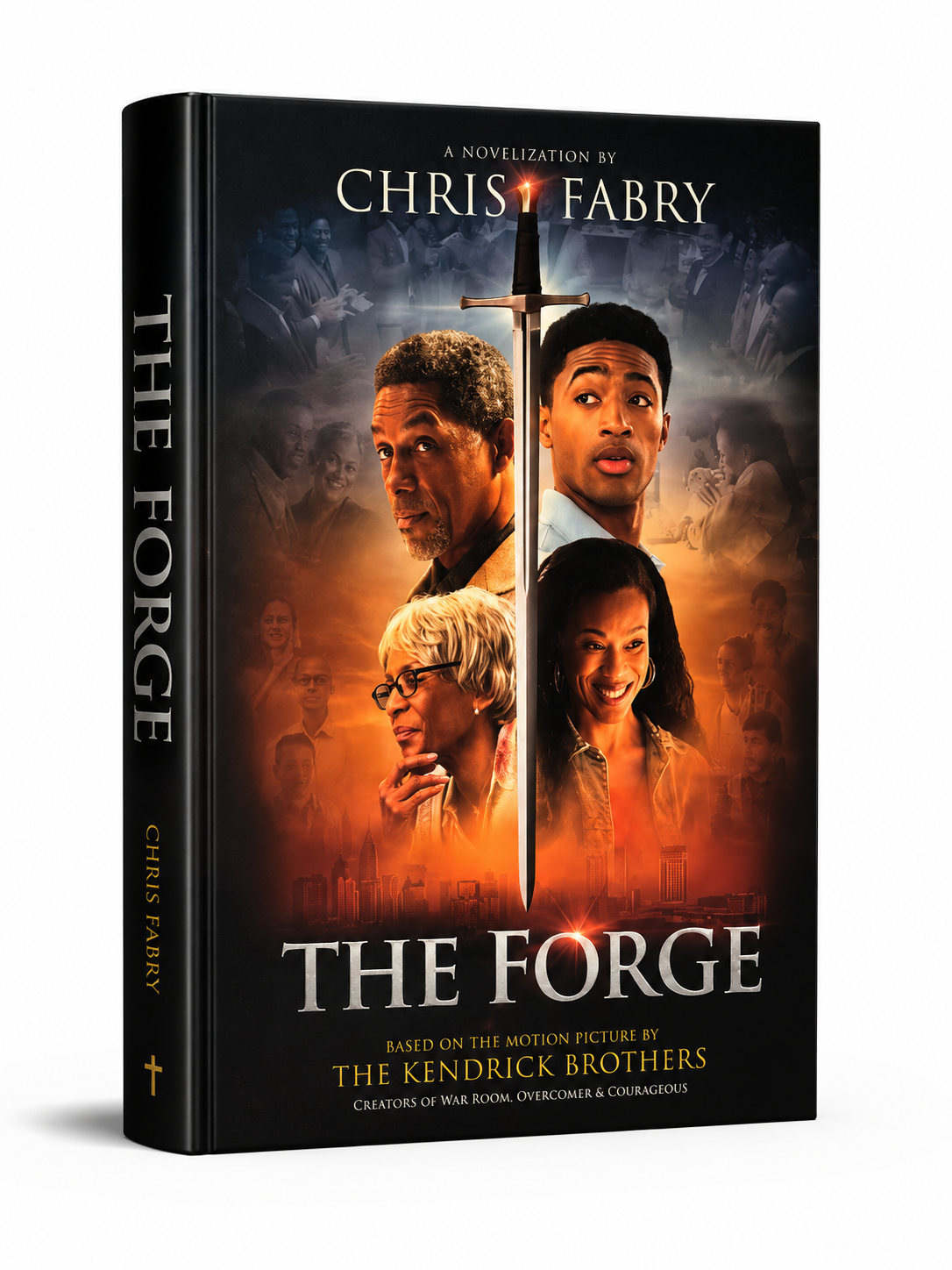 Book cover of 'The Forge' by Chris Fabry with a sword and faces on the cover