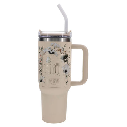 Be Still and Know Stainless Steel Tumbler with Straw