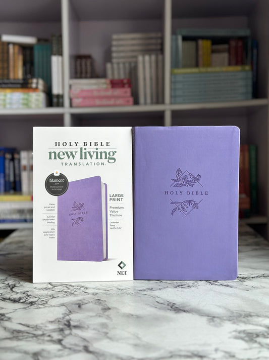 NLT Large Print Premium Value Thinline Bible, Filament Enabled (LeatherLike, Lavender Song)