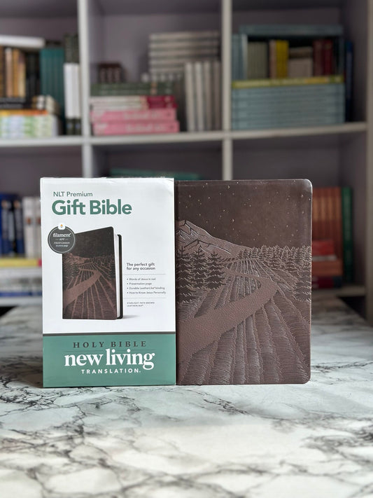 Premium Gift Bible NLT, Filament Enabled LeatherLike, Starlight Path Brown, Red Letter