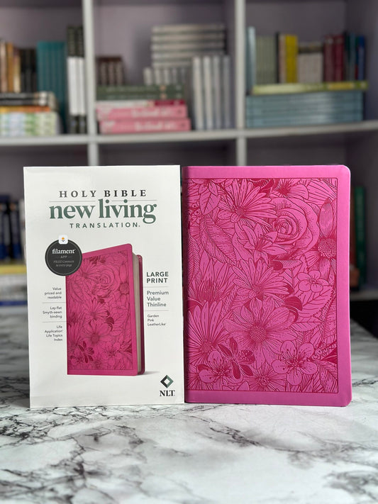 NLT Large Print Premium Value Thinline Bible, Filament-Enabled Edition (LeatherLike, Garden Pink)