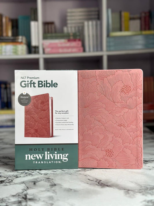 Premium Gift Bible NLT, Filament Enabled LeatherLike, Dusty Pink Petals, Red Letter