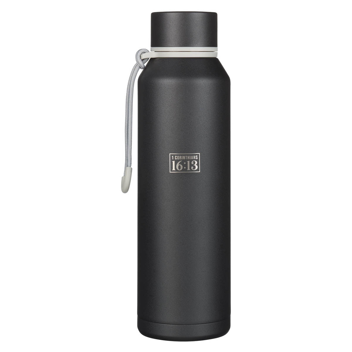 Stand Firm Black Stainless Steel Water Bottle