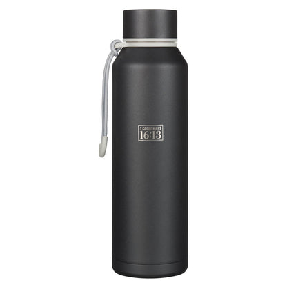 Stand Firm Black Stainless Steel Water Bottle