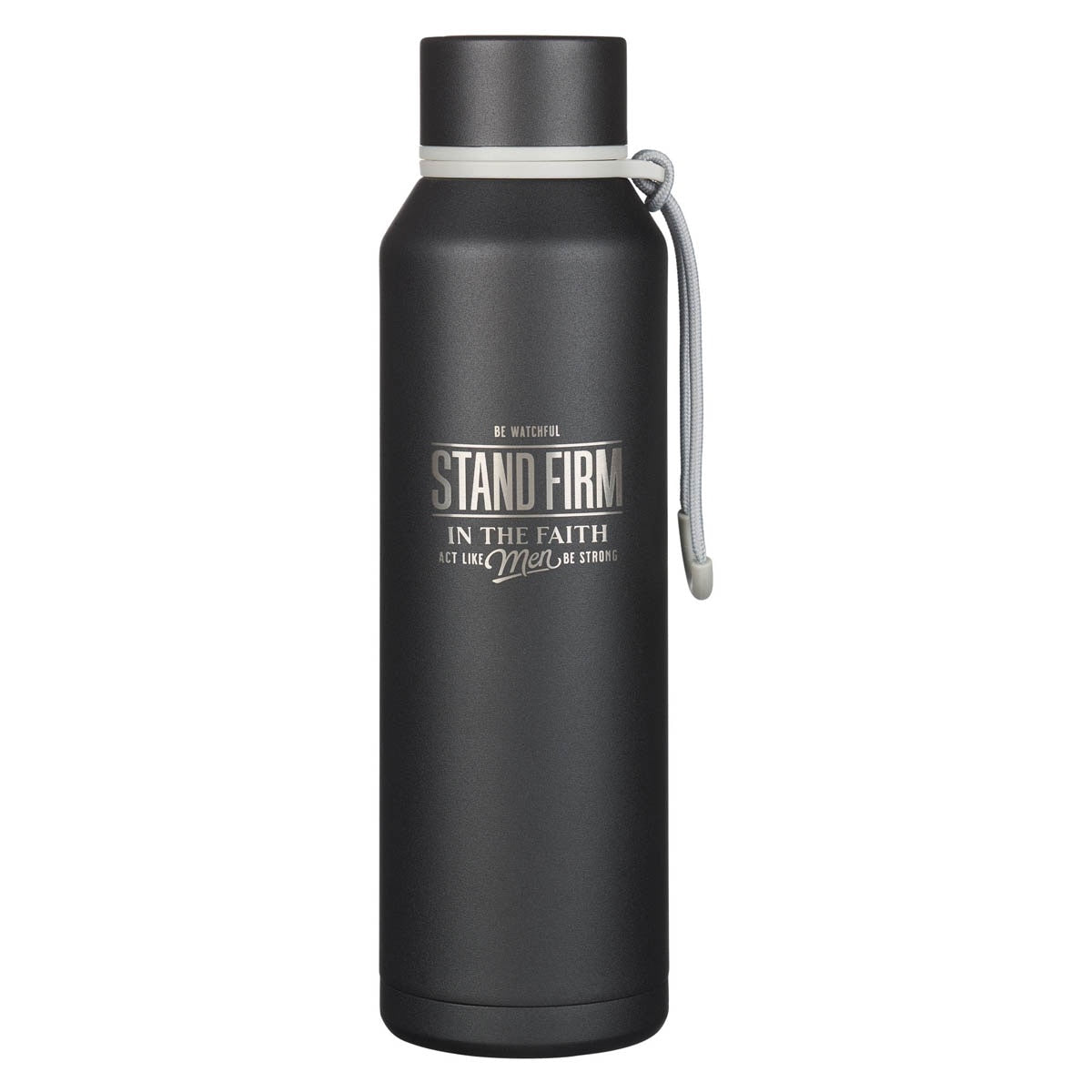 Stand Firm Black Stainless Steel Water Bottle