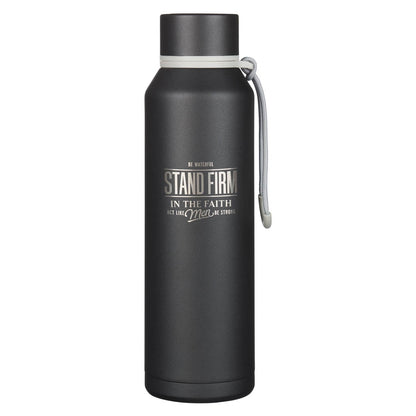 Stand Firm Black Stainless Steel Water Bottle
