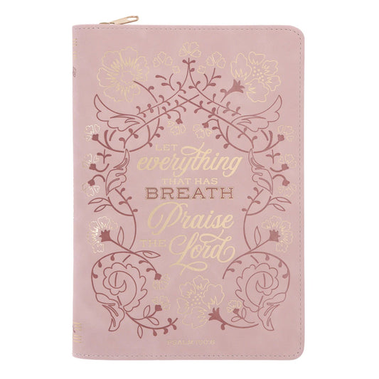 Let Everything That Has Breath Praise the Lord Faux Leather Journal with Zipped Closure