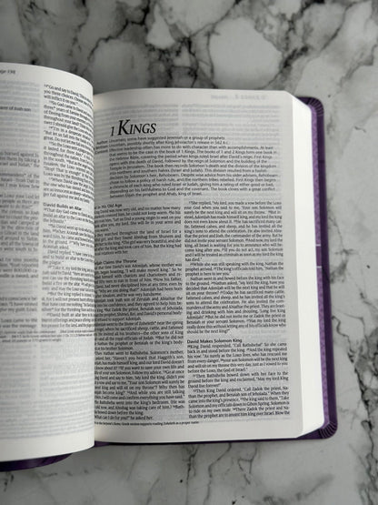 NLT Premium Gift Bible Leather Purple Petals