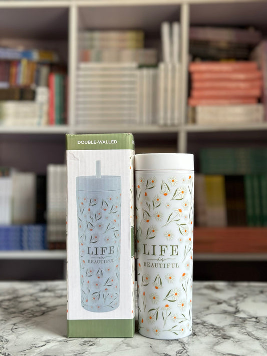 Life Is Beautiful Plastic Tumbler With Straw