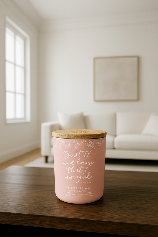 Be Still and Know Vetiver and Moss Candle in a Glass Jar - Psalm 46:10