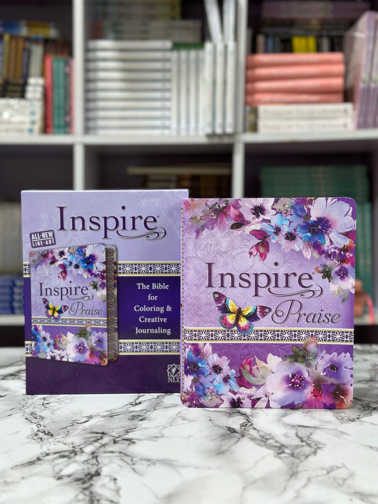 NLT Inspire PRAISE Bible (LeatherLike, Purple Garden)