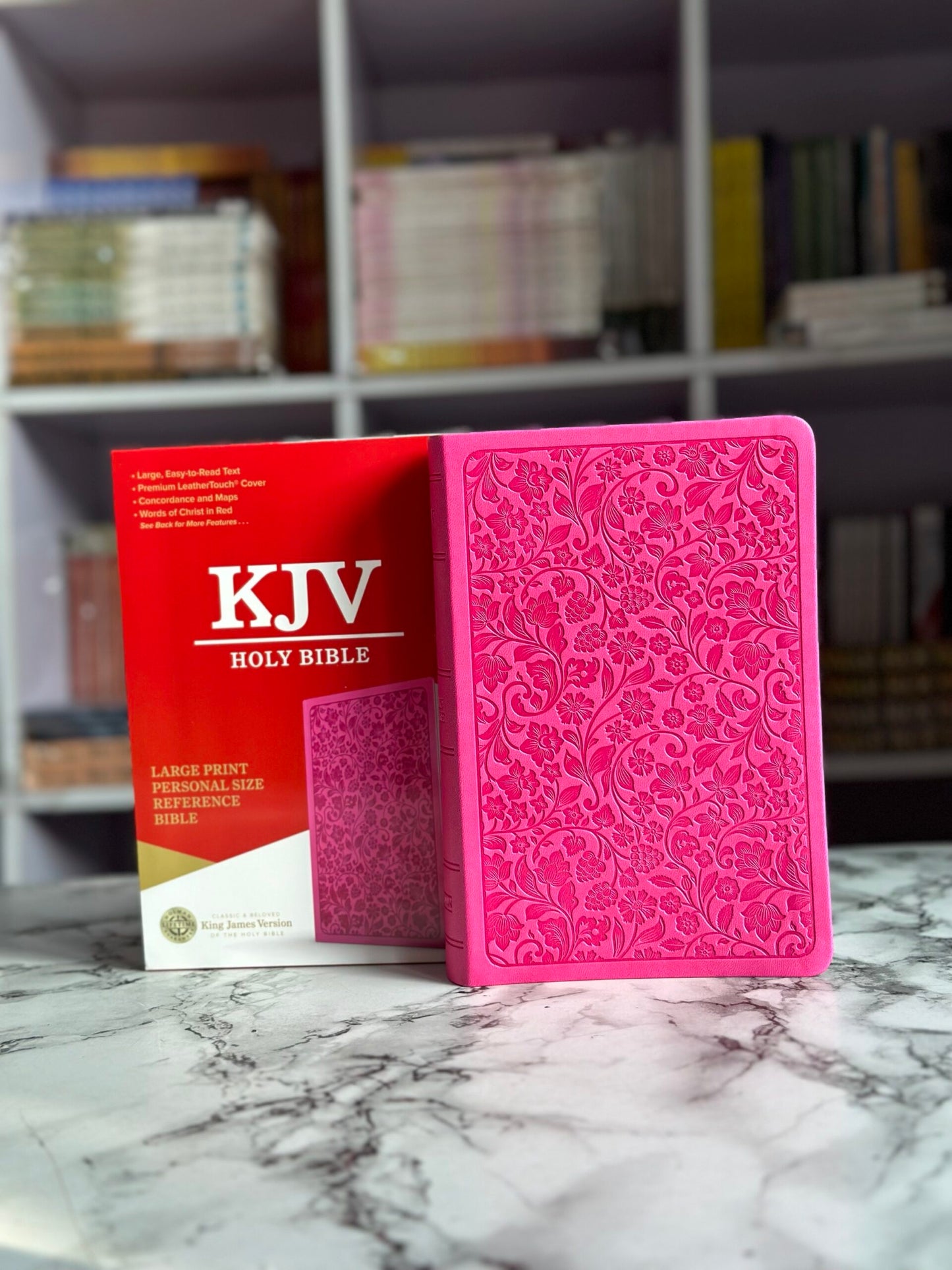 KJV Large Print Personal Size Reference Bible, Pink LeatherTouch
