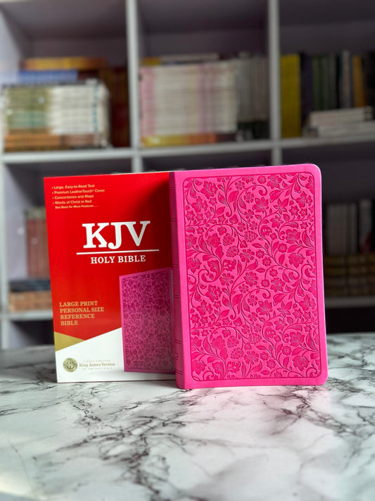 KJV Large Print Personal Size Reference Bible, Pink LeatherTouch